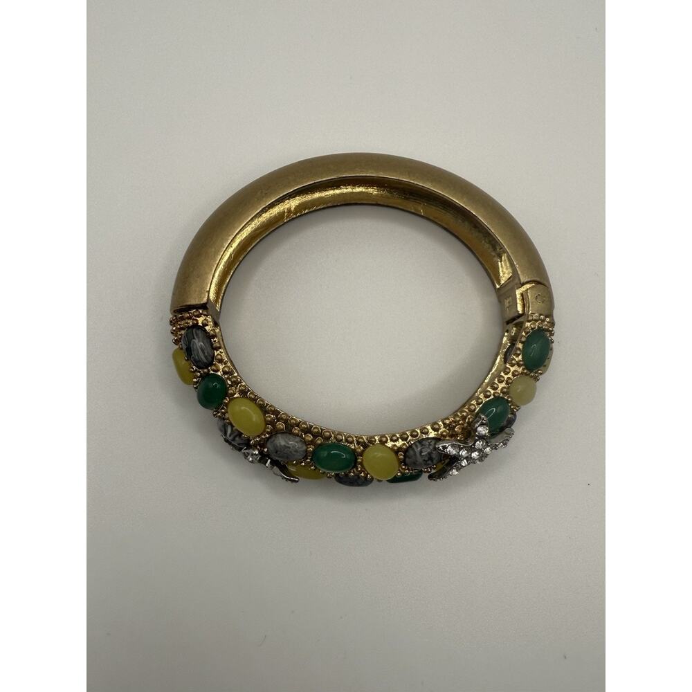 Vintage Cabi Cuff Bracelet Hinged‎ Rhinestone Starfish Colorful Stones Gold Tone - Picture 4 of 10